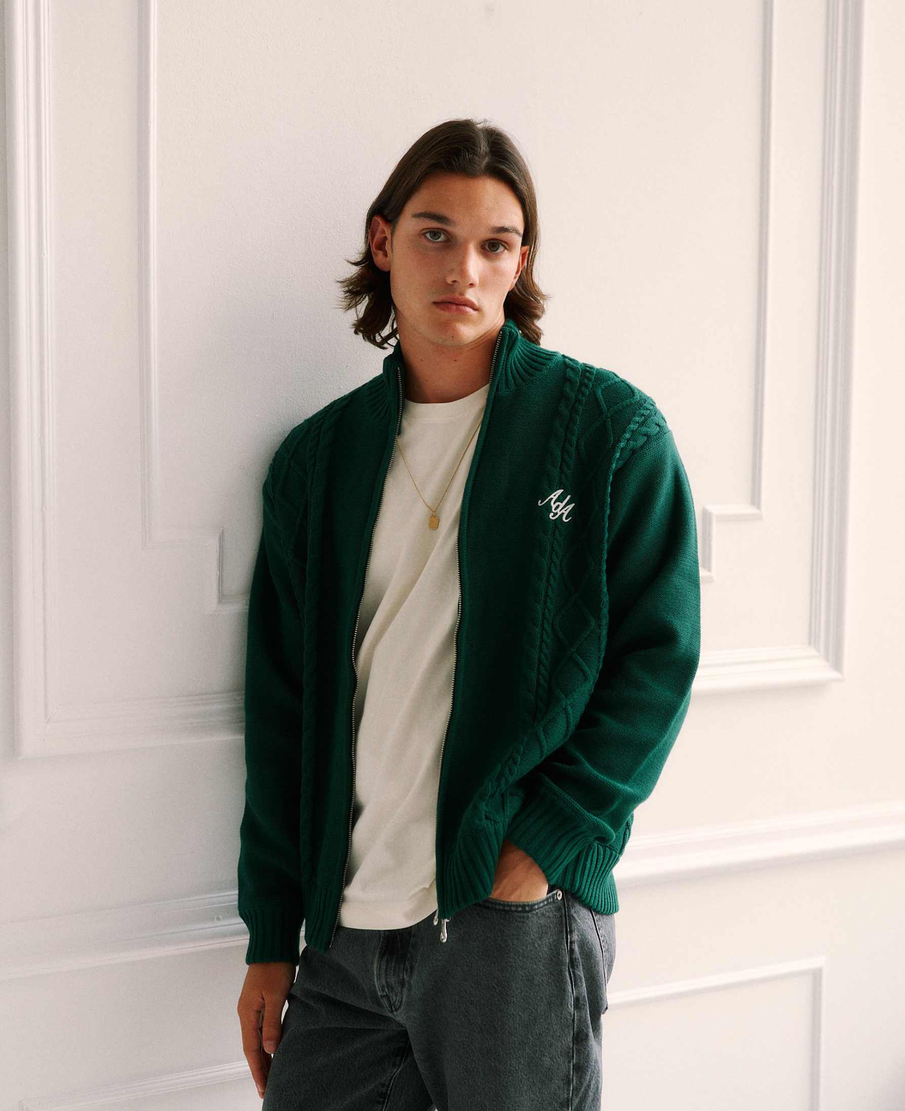 Sila Knitted Jacket | Forest Green
