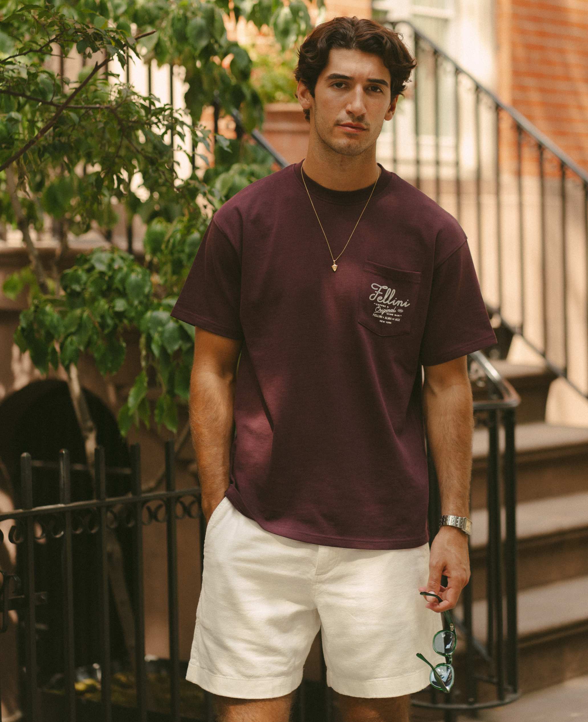 Fellini Pocket T-shirt | Burgundy