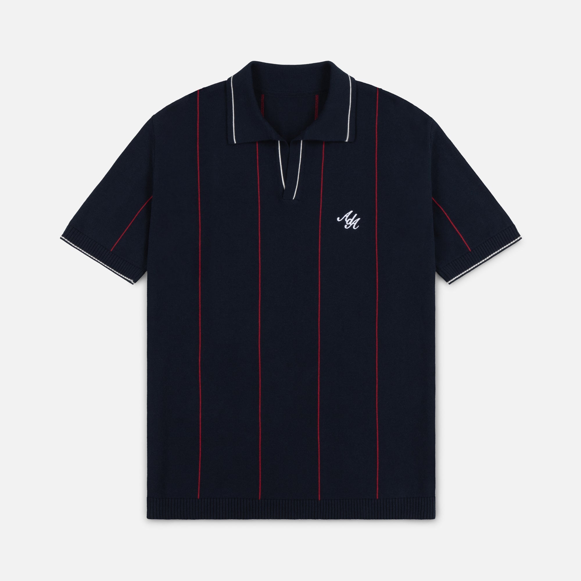 Tao Stripe knit Polo | Navy Blue