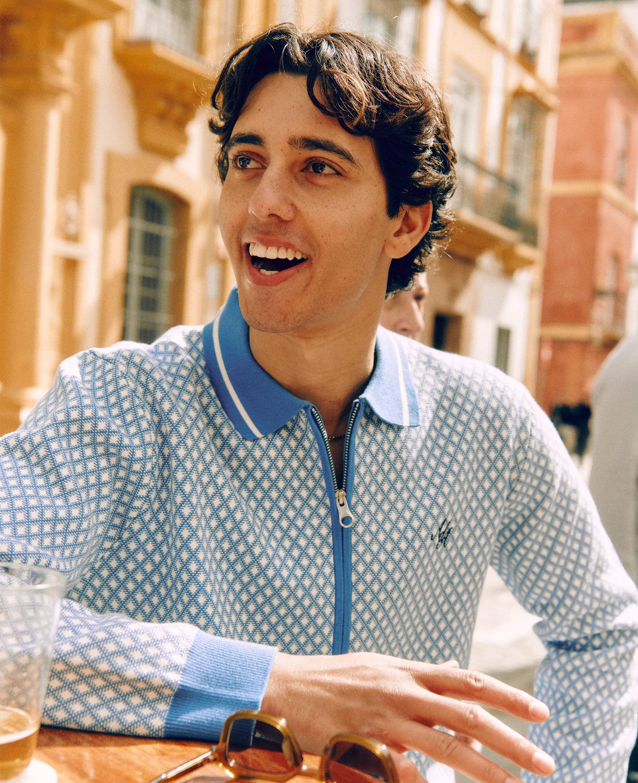 Nita Knitted 90s Jacket | Blue