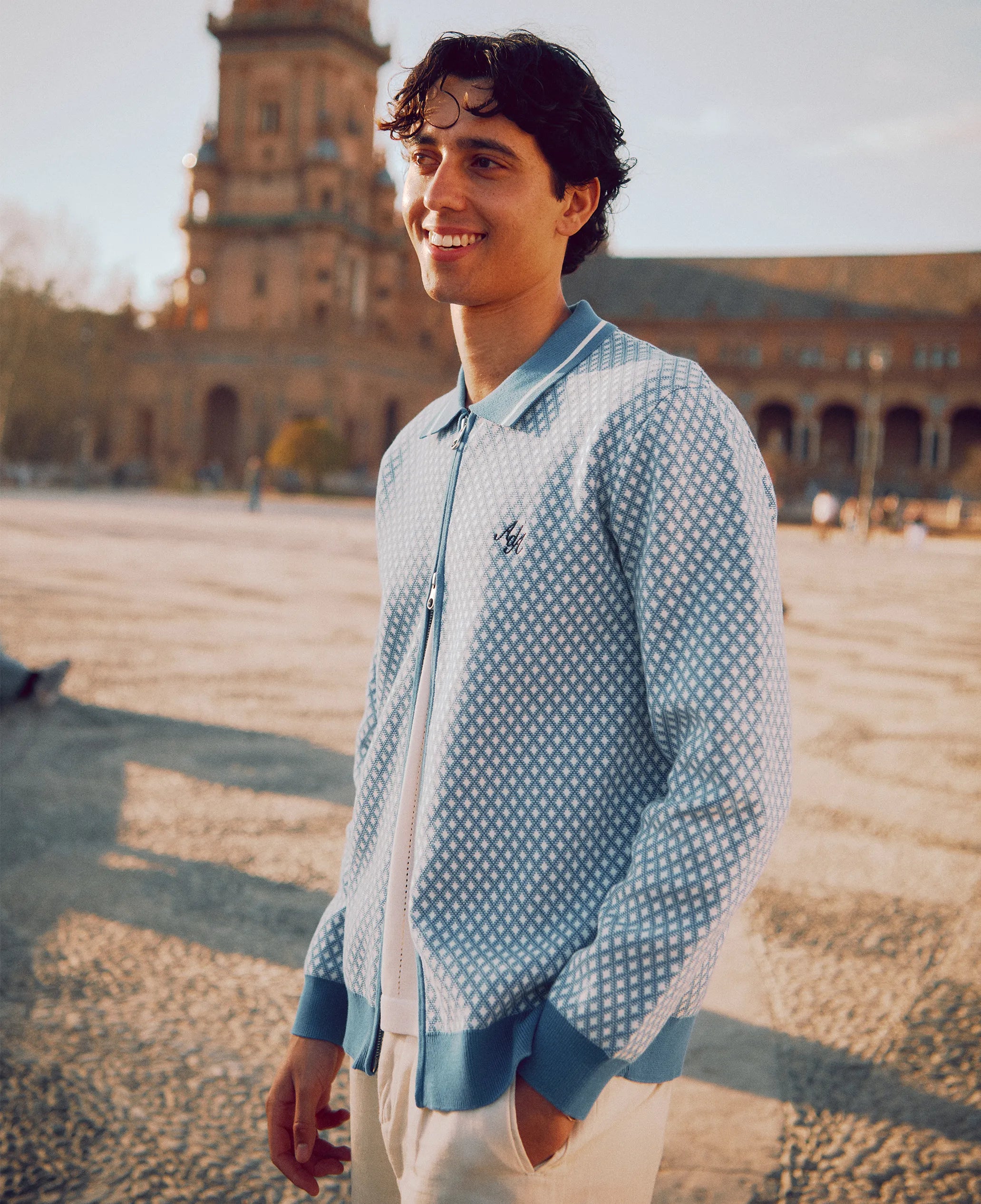 Nita Knitted 90s Jacket | Blue