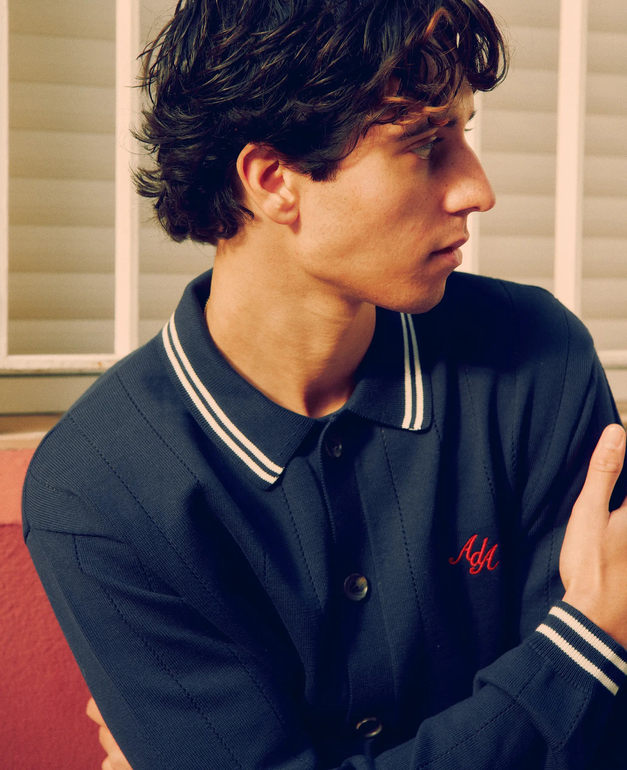 Pluto Jacquard Knitted Shirt | Navy Blue