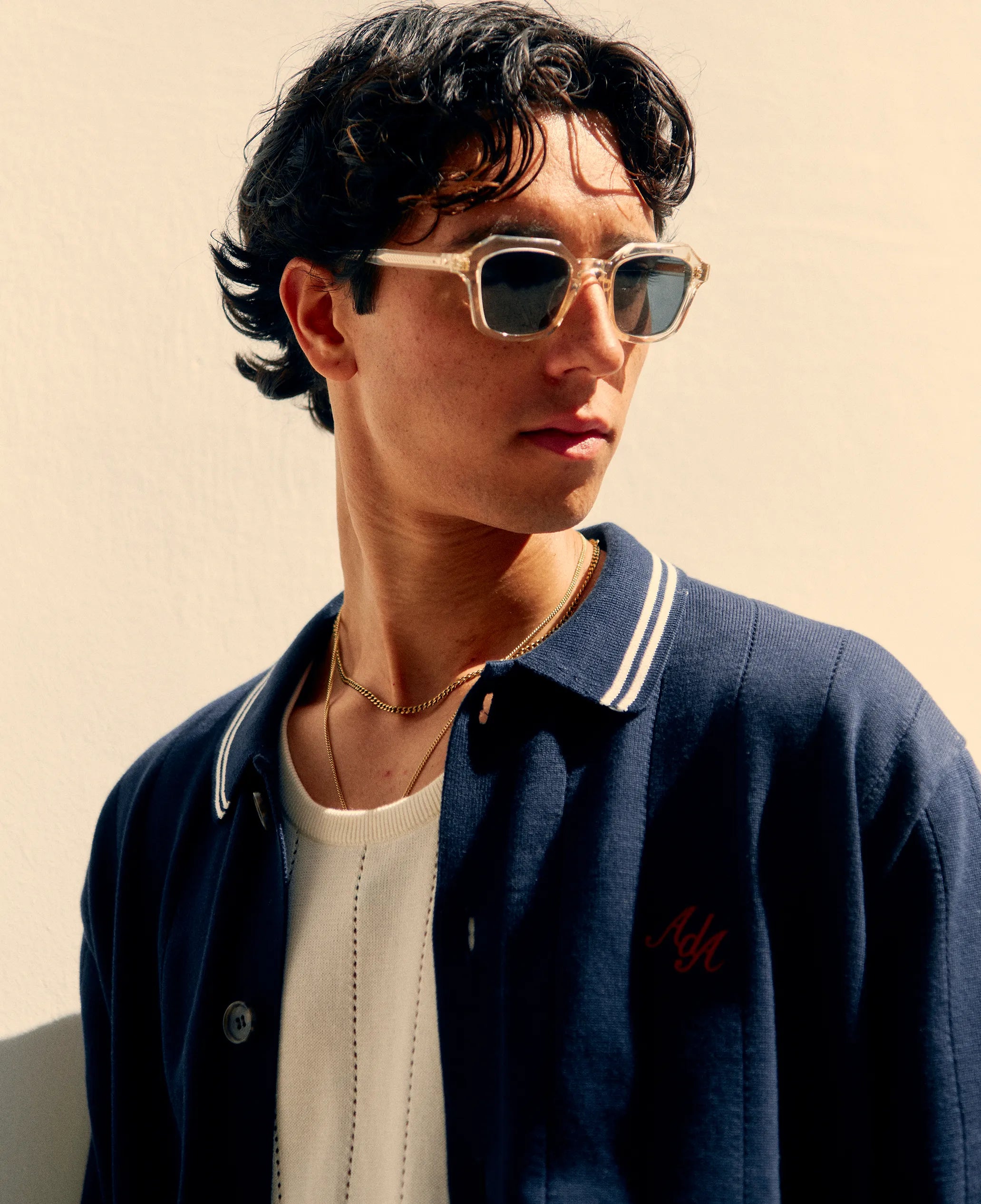 Pluto Jacquard Knitted Shirt | Navy Blue