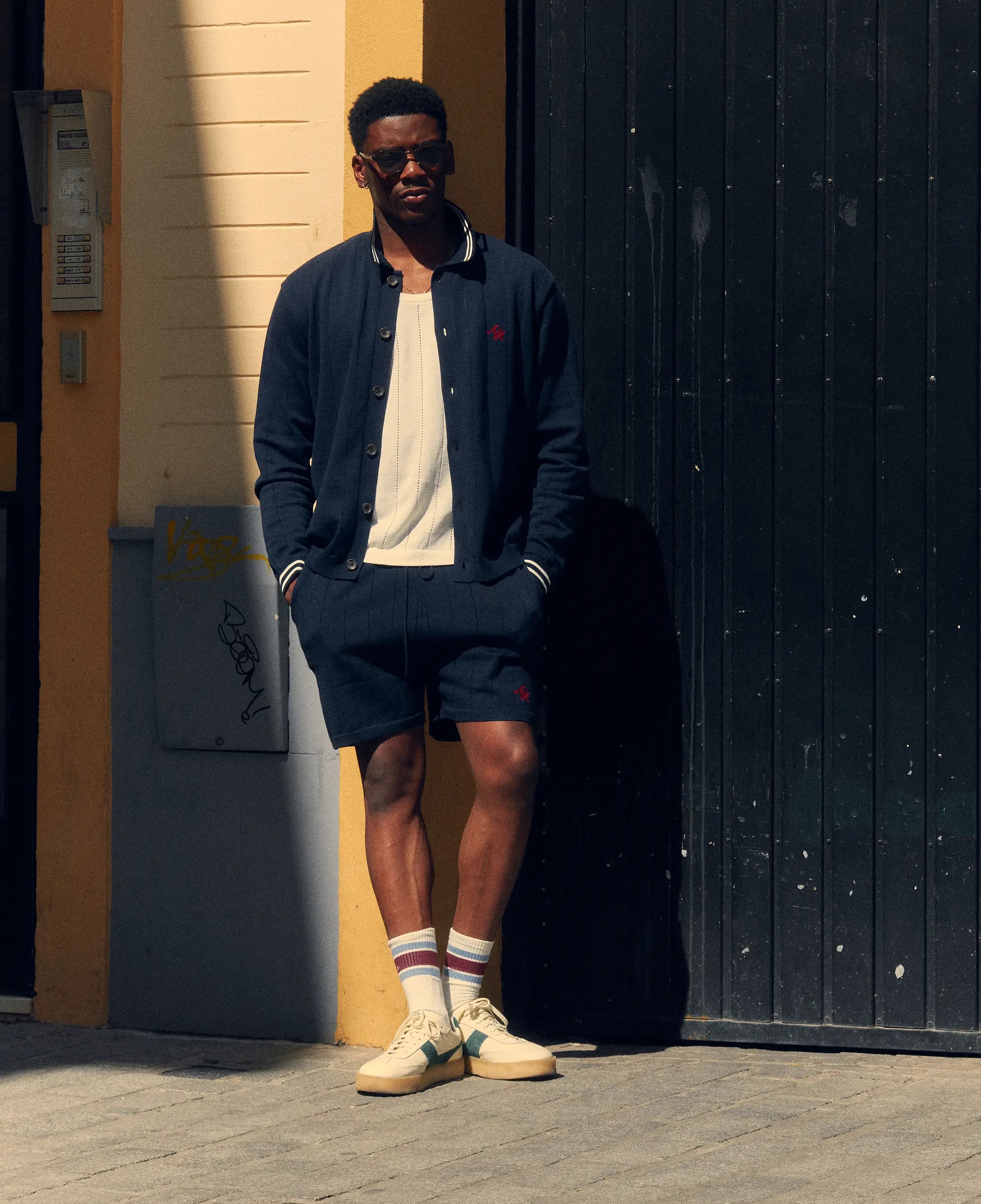 Pluto Jacquard Knitted Shorts | Navy Blue