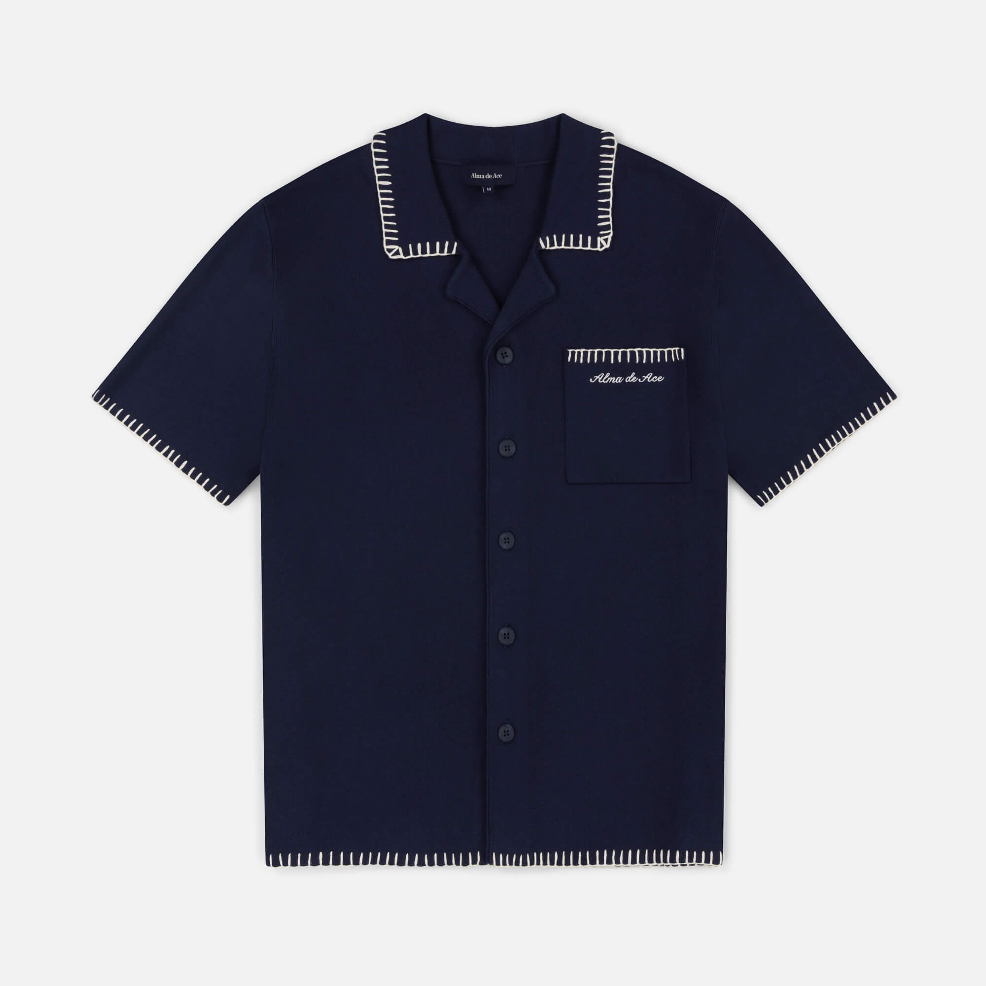 Rexa Stitched Knitted Shirt | Navy Blue