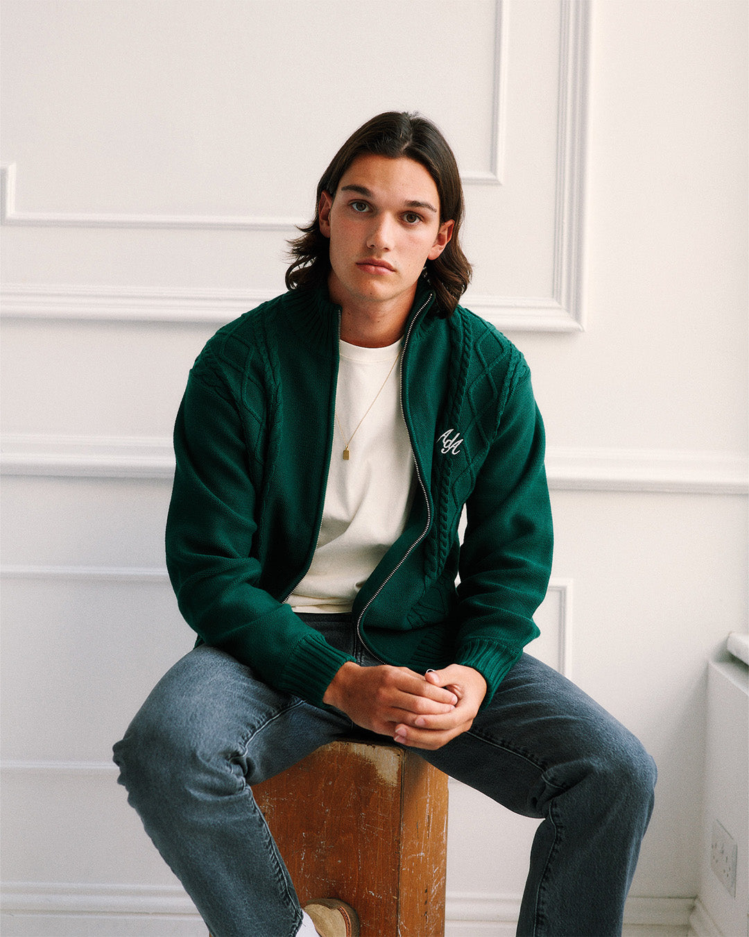 Sila Knitted Jacket | Forest Green