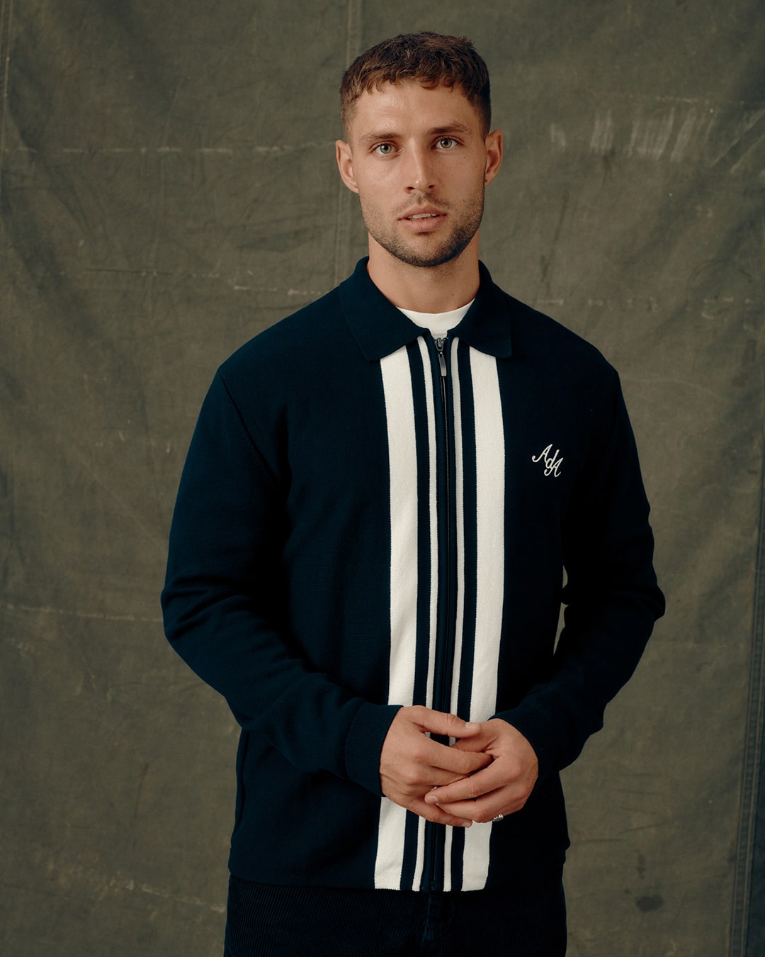 Pavo Knitted Long Sleeve Polo | Navy