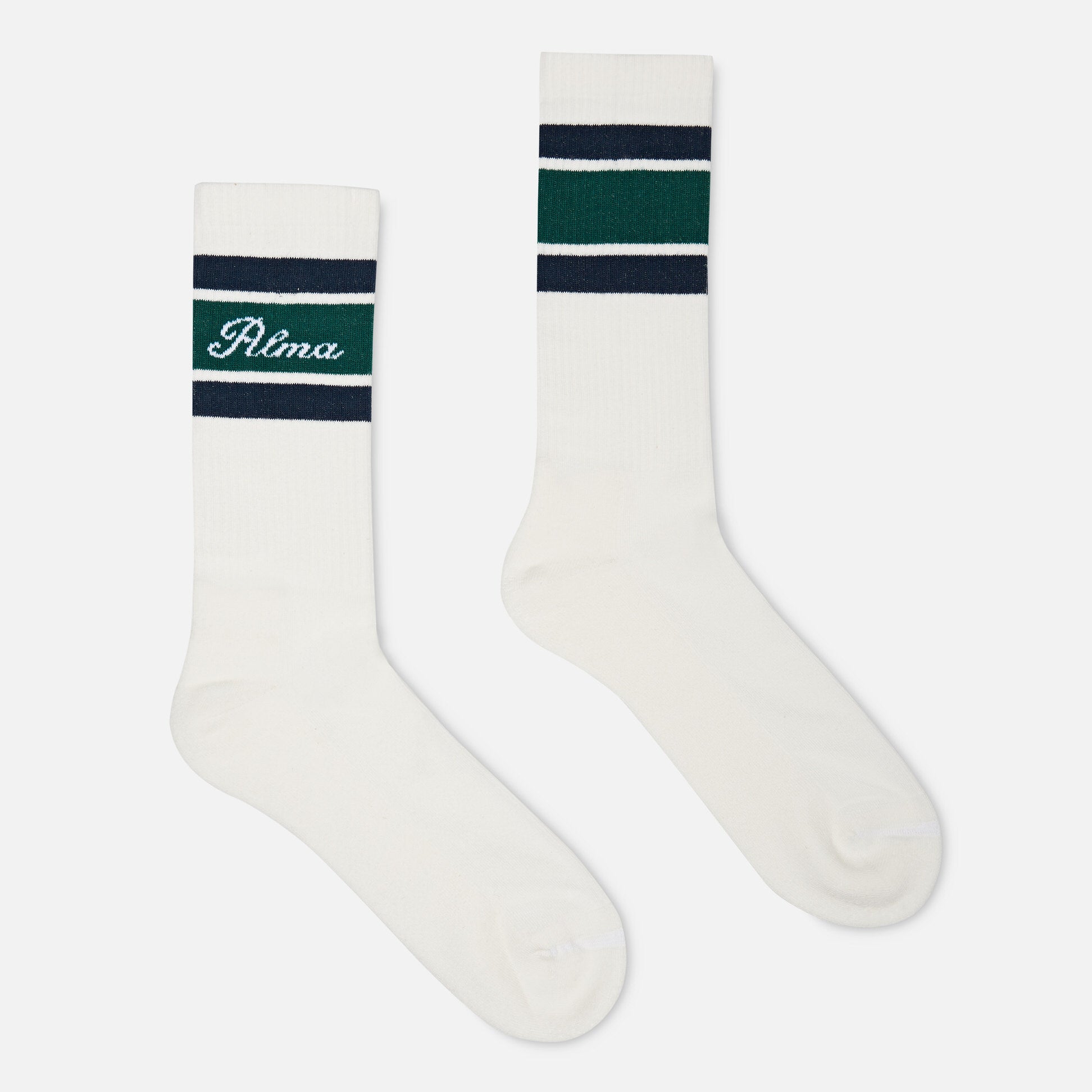 Cream / Green Tri-Stripe Sock