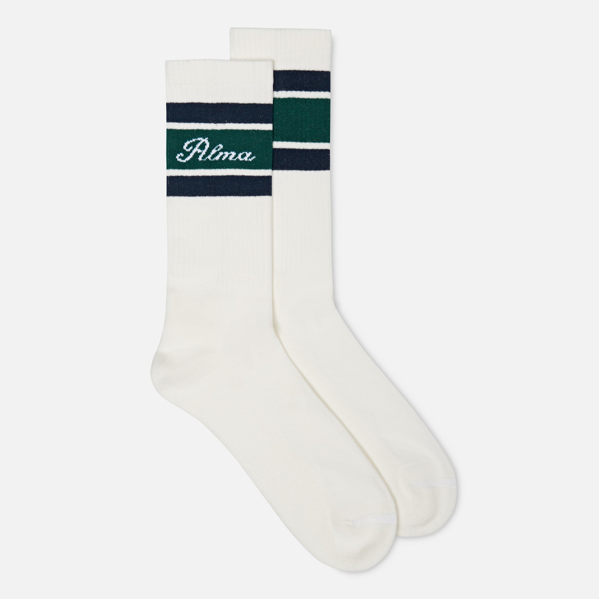 Cream / Green Tri-Stripe Sock